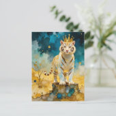 Beautiful White Tiger in a Gold Crown Briefkaart (Staand voorkant)