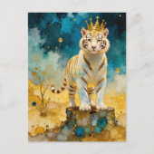 Beautiful White Tiger in a Gold Crown Briefkaart (Voorkant)