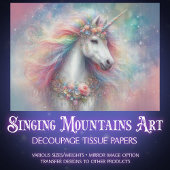 Beautiful White Unicorn Rainbow Mane Decoupage  Tissuepapier