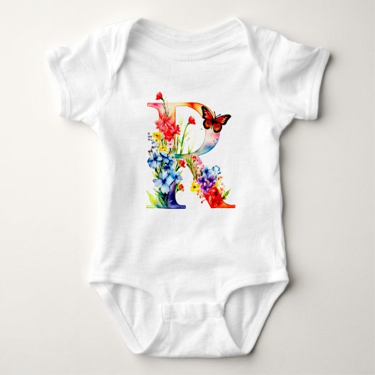 Beautiful Wildflower Butterfly Monogram Romper (Voorkant)