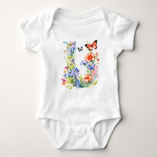 Beautiful Wildflower Butterfly Monogram Romper (Voorkant)