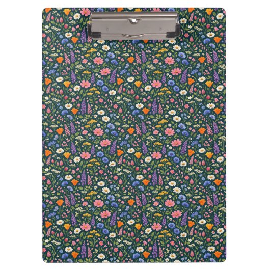 Beautiful Wildflower Garden on Dark Teal Klembord (Voorkant)
