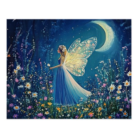 Beautiful wildflowers and fairy. perfect poster (Voorkant)