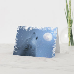 Beautiful Winter Solstice Blessings Wolf Card Kaart
