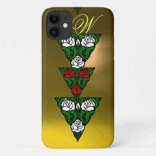 BEAUTIFUL WITTE RODE ROSES DRIEHOGE MONOGRAM Case-Mate iPhone CASE