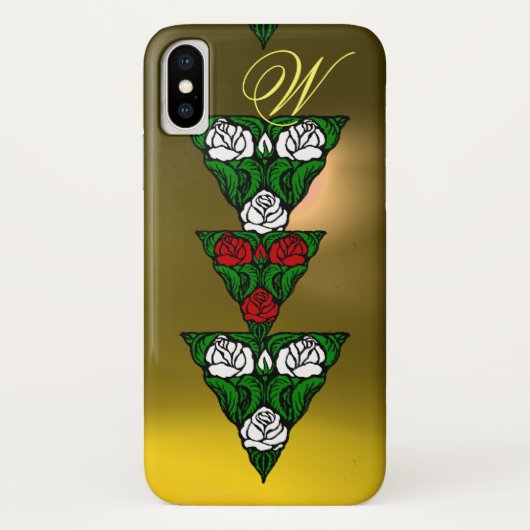 BEAUTIFUL WITTE RODE ROSES DRIEHOGE MONOGRAM Case-Mate iPhone CASE (Achterkant)