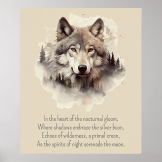 Beautiful Wolf Head and Poem  II Poster