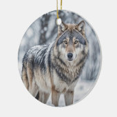 Beautiful Wolf in Snow Christmas Holiday Keramisch Ornament (Links)