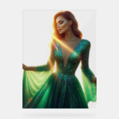 Beautiful Woman in a Green Dress on a 18x24  Acryl Bord (Voorkant)