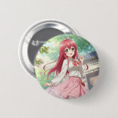 Beautiful woman in nature ronde button 5,7 cm (Voorkant /achterkant)