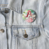 Beautiful woman in nature ronde button 5,7 cm (In situ)