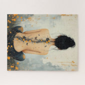 Beautiful Woman, Ink, Wildflowers and Butterflies Legpuzzel (Horizontaal)