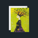 Beautiful woman of the Forest and birds Briefkaart<br><div class="desc">A gorgeous woman with tree branches for her hair and birds fantasy AI generated art</div>