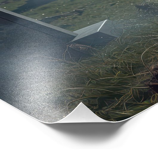 Beautiful Woman Walking In a Moonlit Cemetery Foto Afdruk (Hoek)