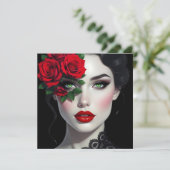 Beautiful Woman with Red Rose Blank (Staand voorkant)