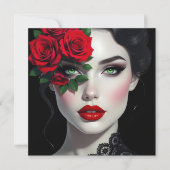 Beautiful Woman with Red Rose Blank (Voorkant)