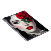 Beautiful Woman with Red Rose Personalized Notitieboek (Rechterzijde)