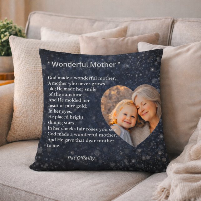 Beautiful “Wonderful Mother” Poem Cushion Gift Kussen (Creator heeft geüpload)