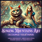 Beautiful Wonderland Cat and Alice Decoupage Tissuepapier