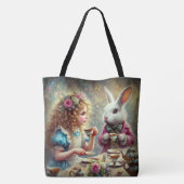 Beautiful Wonderland Tea Party Alice & Rabbit Tote Bag (Achterkant)