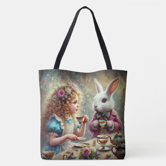 Beautiful Wonderland Tea Party Alice & Rabbit Tote Bag (Achterkant)