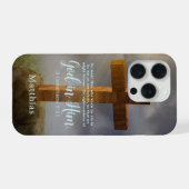 Beautiful Wooden Cross Scripture Personalized iPhone Hoesje (Achterkant horizontaal)