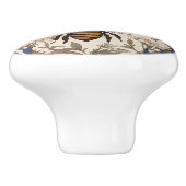 Beautiful Yellow and Blue Floral Vintage Bee Keramische Knop (Zijkant)