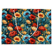 Beautiful Yellow Blue and Red Flowers Pattern Groot Cadeauzakje (Achterkant)