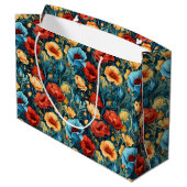Beautiful Yellow Blue and Red Flowers Pattern Groot Cadeauzakje (Achterkant Gekanteld)