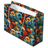 Beautiful Yellow Blue and Red Flowers Pattern Groot Cadeauzakje (Voorkant Gekanteld)