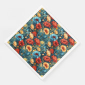 Beautiful Yellow Blue and Red Flowers Pattern Servet (Hoek)