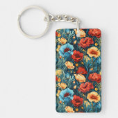 Beautiful Yellow Blue and Red Flowers Two-sided Sleutelhanger (Voorkant)