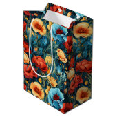 Beautiful Yellow Blue and Red Flowers Wine, Small, Medium Cadeauzakje (Achterkant Gekanteld)