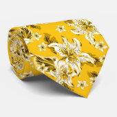 Beautiful yellow flower pattern stropdas (Opgerold)