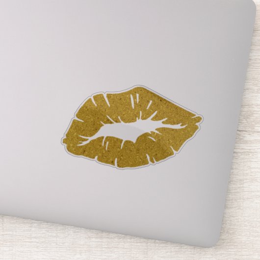 Beautiful Yellow Lipstick Kiss Isolated Sticker (Detail)