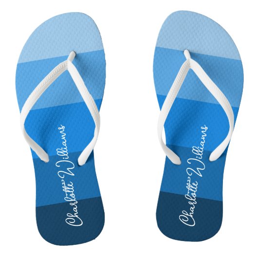 BEAUTIFULE BLAUWE KLEUR STRIPE LIJN PATRONAAM TEENSLIPPERS (Voetbed)