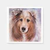 BEAUTIFULE COLLIE DOG PAPIER NAPKIN SERVETTEN (Voorkant)