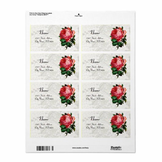 BEAUTIFULE PINK ROSE ETIKET (Full Sheet)
