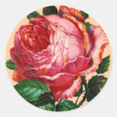 BEAUTIFULE PINK ROSE RONDE STICKER (Voorkant)