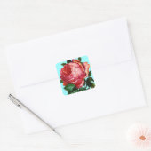 BEAUTIFULE PINK ROSE VIERKANTE STICKER (Envelop)