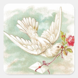 BEAUTIFULE Victoriaans dove letter Vierkante Sticker