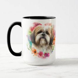 BEAUTIFULE WATERVERF BROWN WHITE LHASA APSO DOG MOK