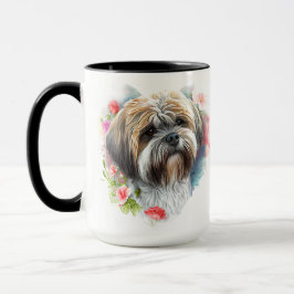 BEAUTIFULE WATERVERF BROWN WHITE LHASA APSO DOG MOK