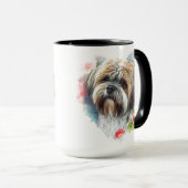 BEAUTIFULE WATERVERF BROWN WHITE LHASA APSO DOG MOK (Voorkant rechts)