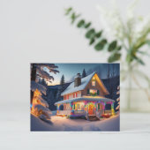 Beautifully Decorated Christmas House Postcard Feestdagenkaart (Staand voorkant)