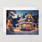 Beautifully Decorated Christmas House Postcard Feestdagenkaart (Voorkant / Achterkant)