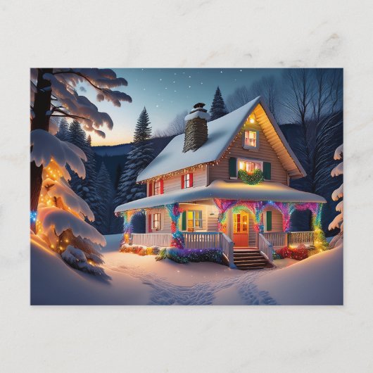 Beautifully Decorated Christmas House Postcard Feestdagenkaart (Voorkant)
