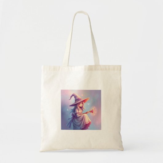 Beautifully Designed Cute Looking Witch in Pastel Tote Bag (Voorkant)