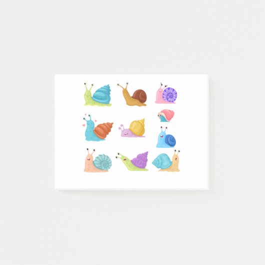 Beautifully Illustrated Snails Cartoon Snail Lover Post-it® Notes (Voorkant)