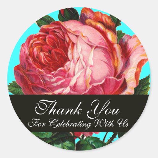BEAUTIFUME PINK ROSE Dank u Ronde Sticker (Voorkant)